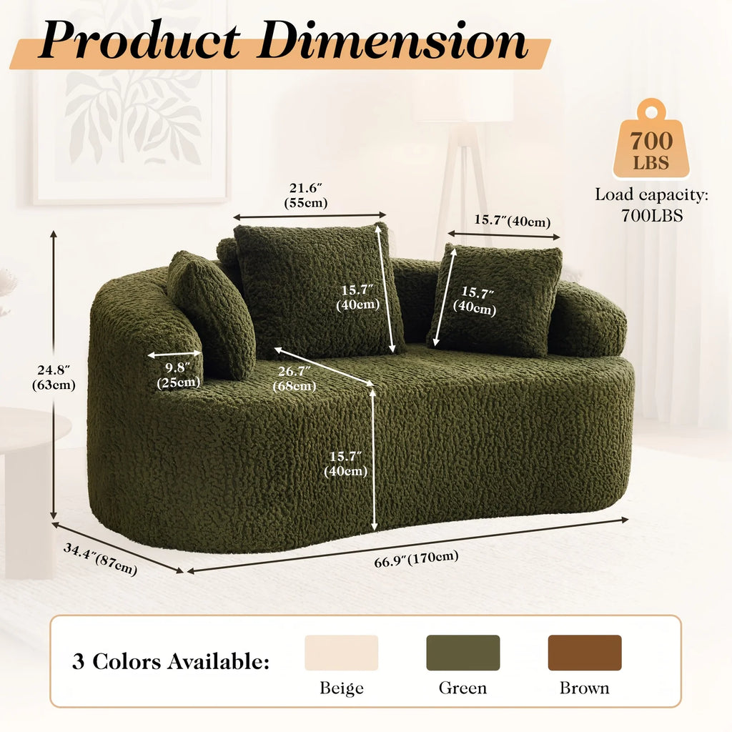 The Arvessa Green Loveseat Cloud Couch