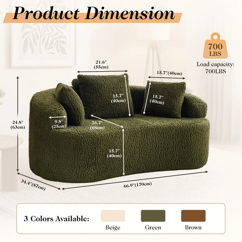 The Arvessa Green Loveseat Cloud Couch