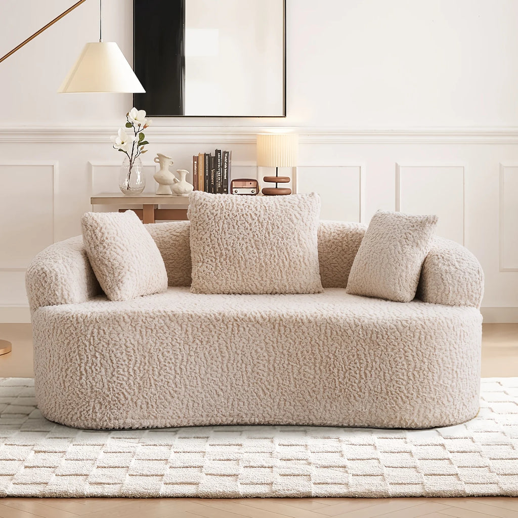 The Arvessa Beige Loveseat Cloud Couch