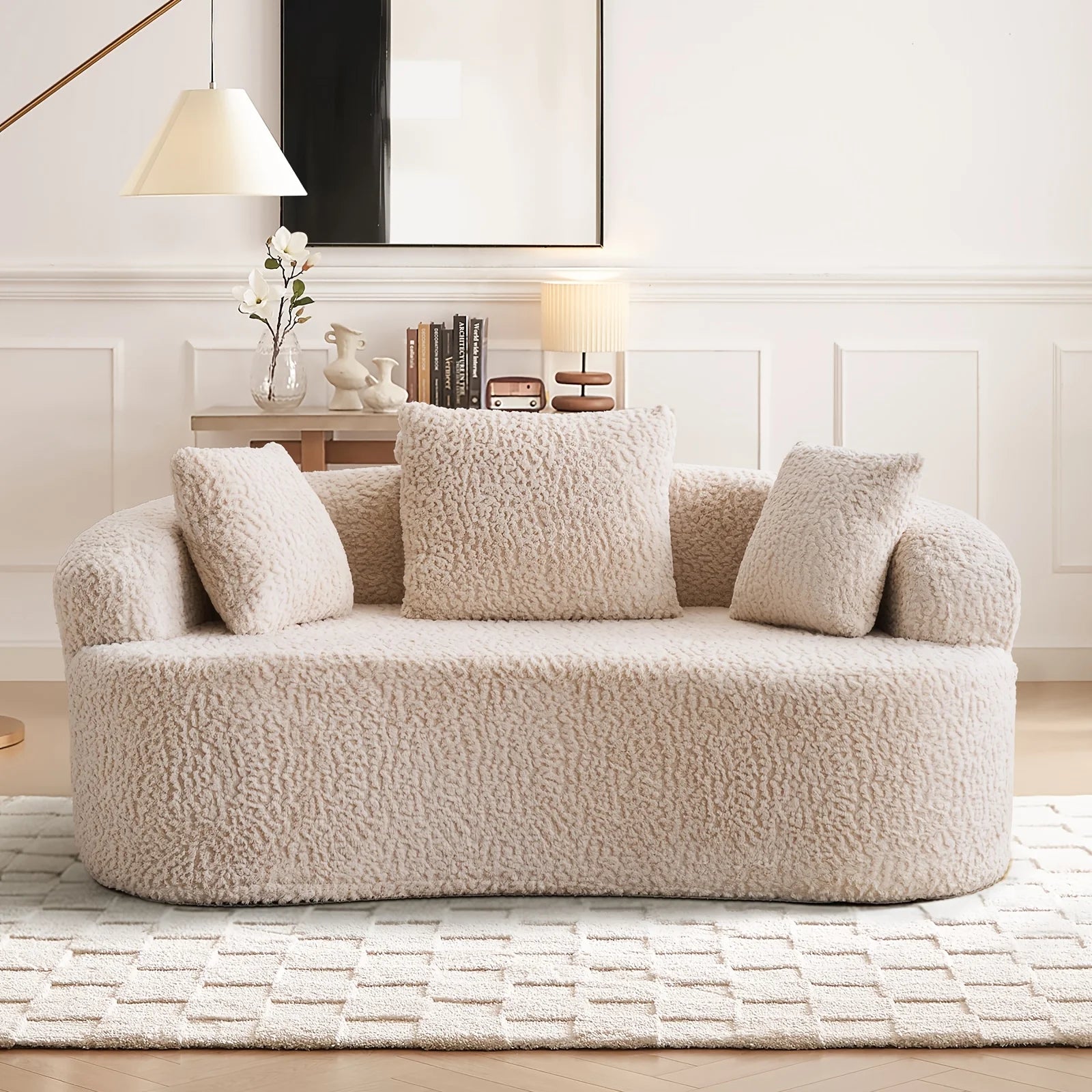 The Arvessa Beige Loveseat Cloud Couch