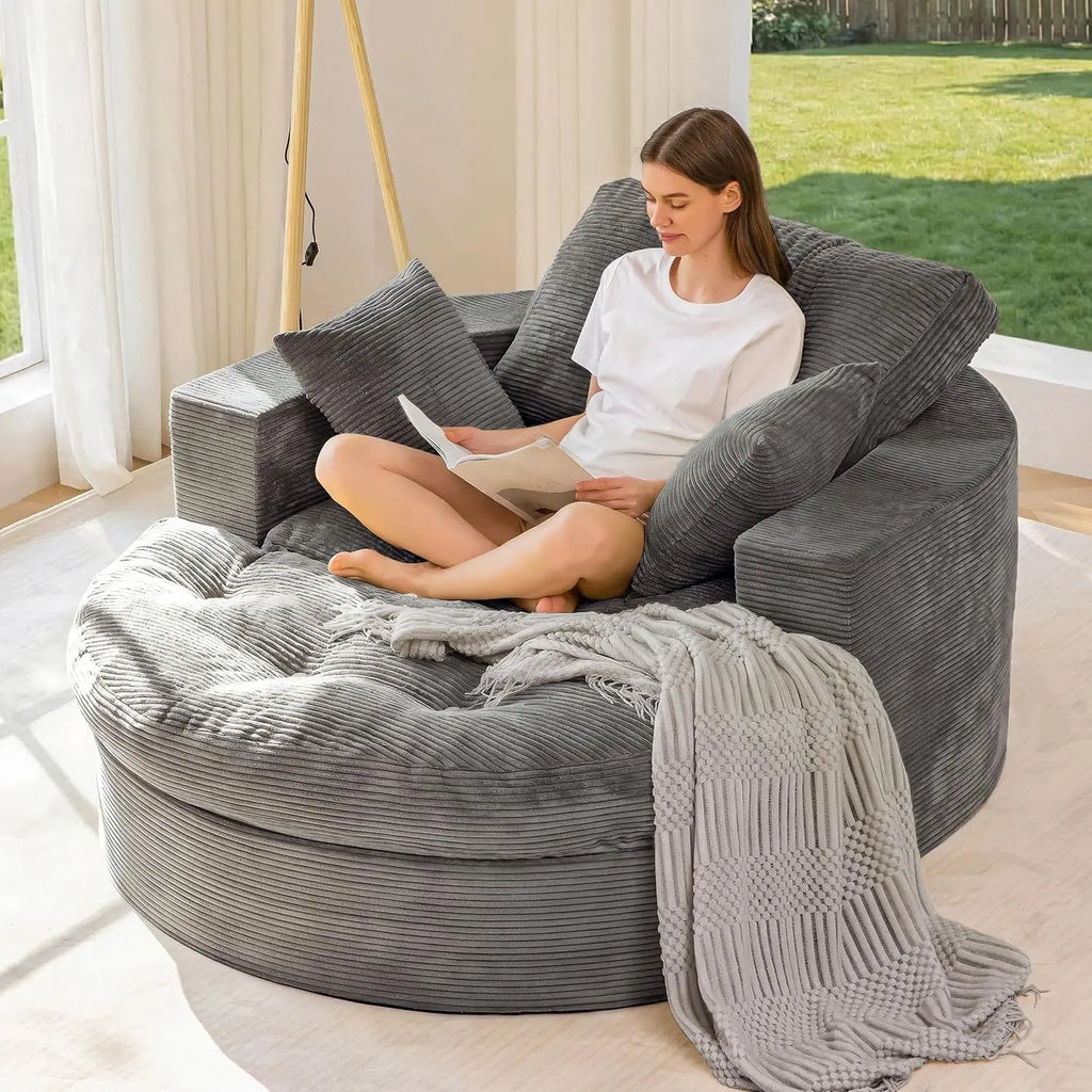 The Caelix Grey Corduroy Cloud Couch