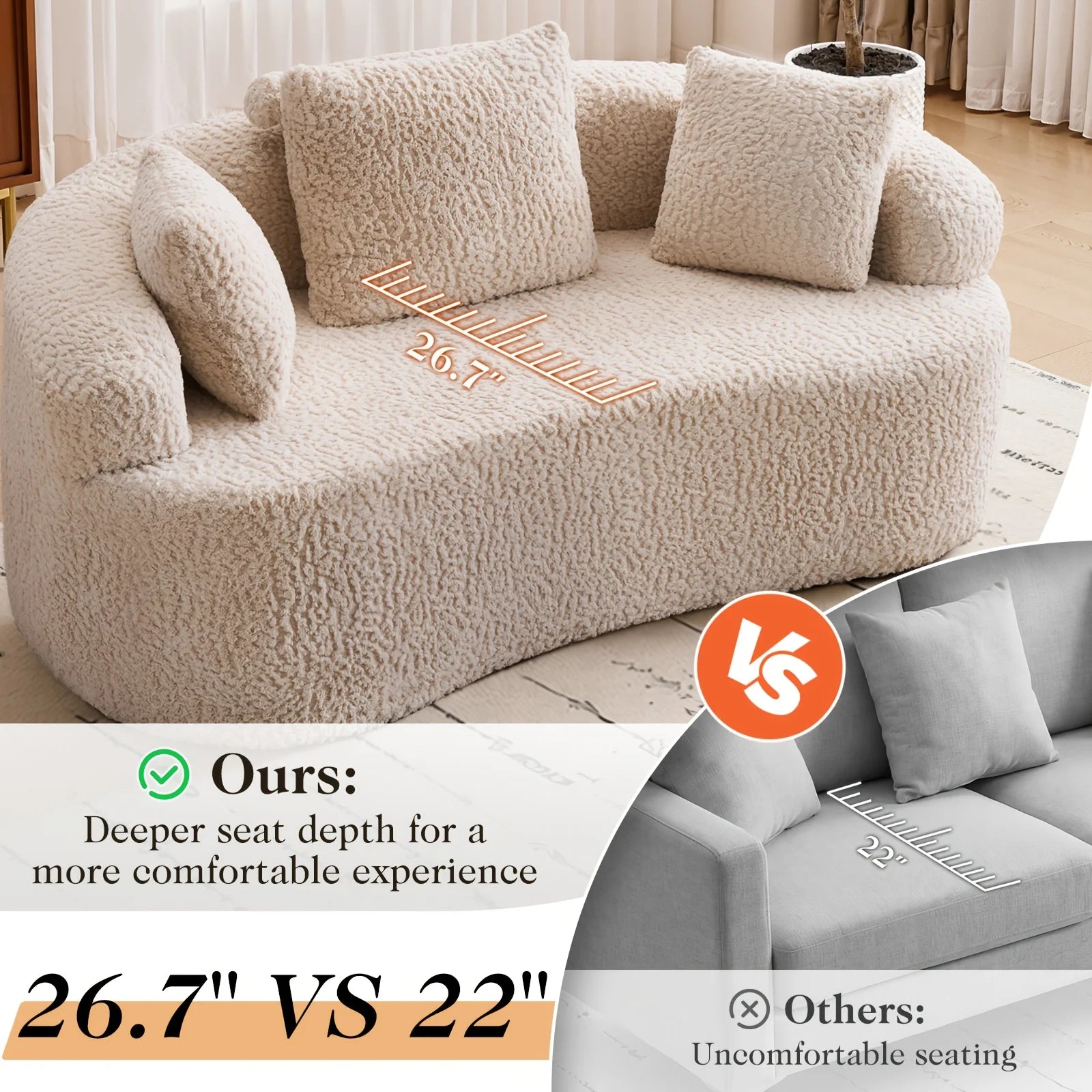 The Arvessa Beige Loveseat Cloud Couch