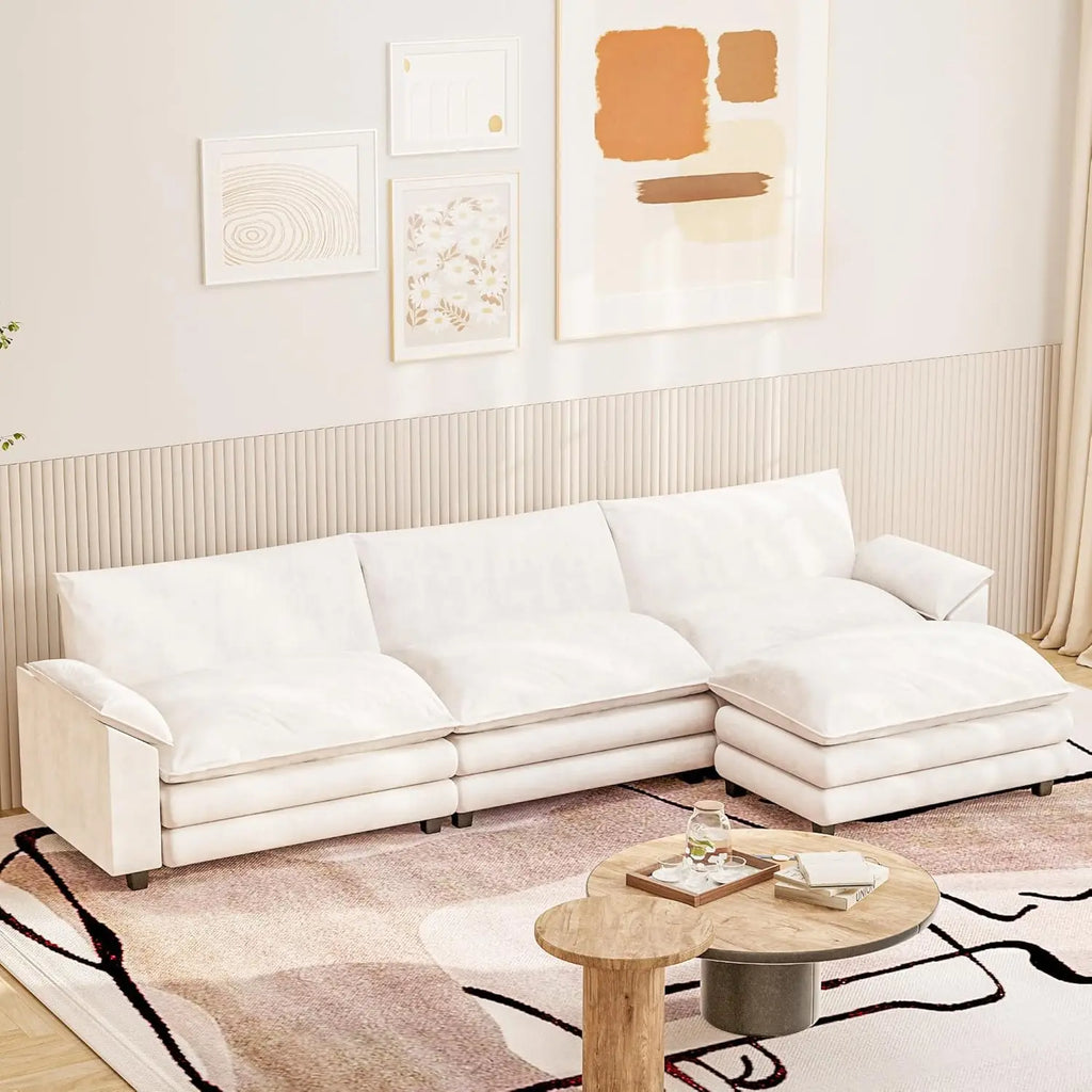 The Varenzo White L-Sectional Sofa